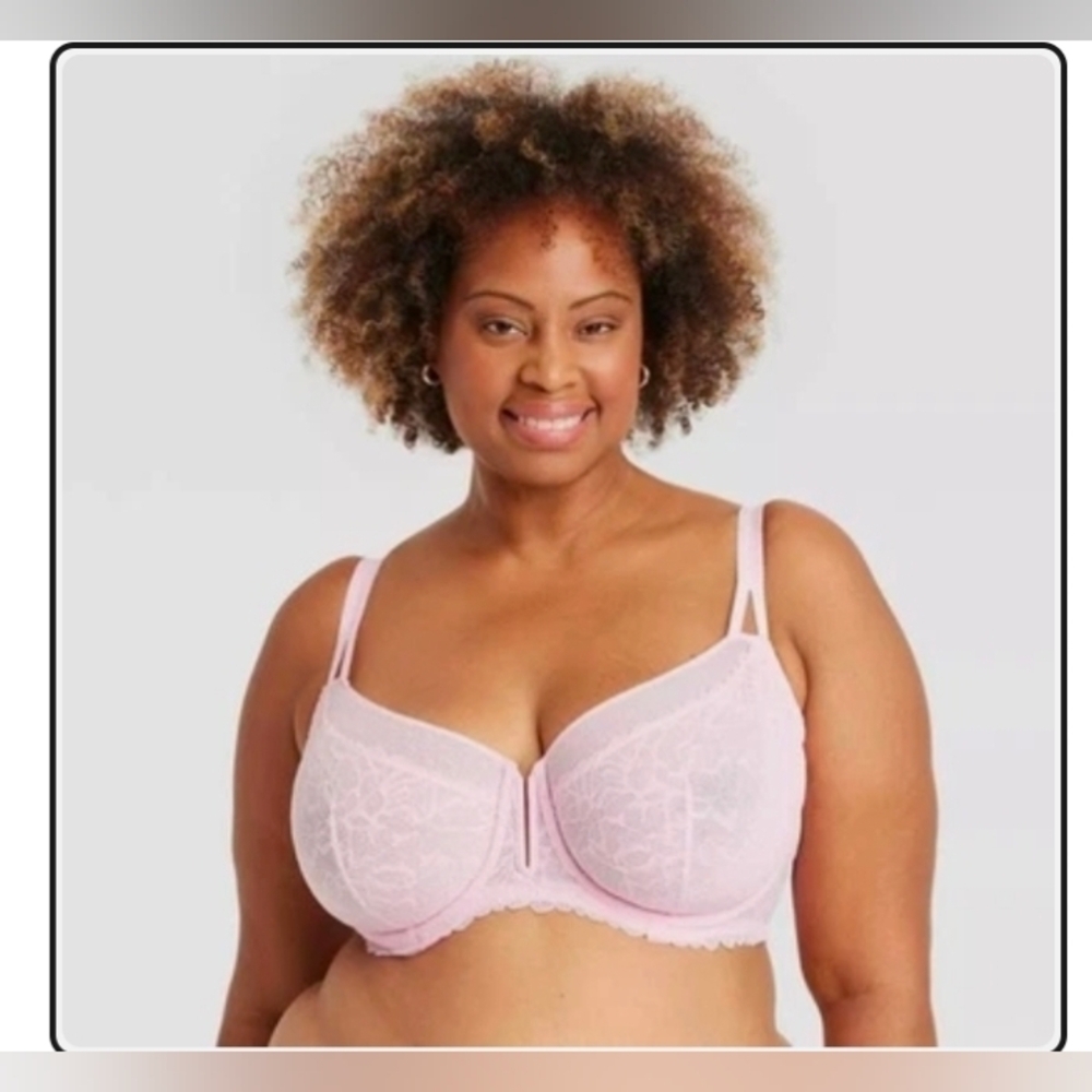 Auden Women's Lace Unlined Balconette Underwire Bra Palatial Pink Size 34D